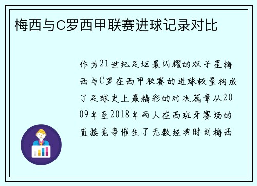 梅西与C罗西甲联赛进球记录对比